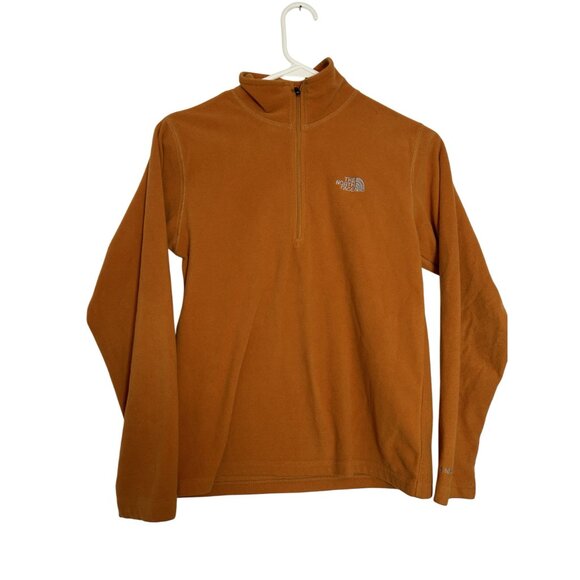 The North Face Boys Medium TKA 100 Fleece Pullover Jacket Orange 1/4 Zip - Picture 4 of 12